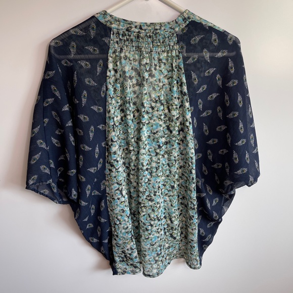 Black Poppy Sheer Floral Boho Blouse Sz S - Picture 4 of 7